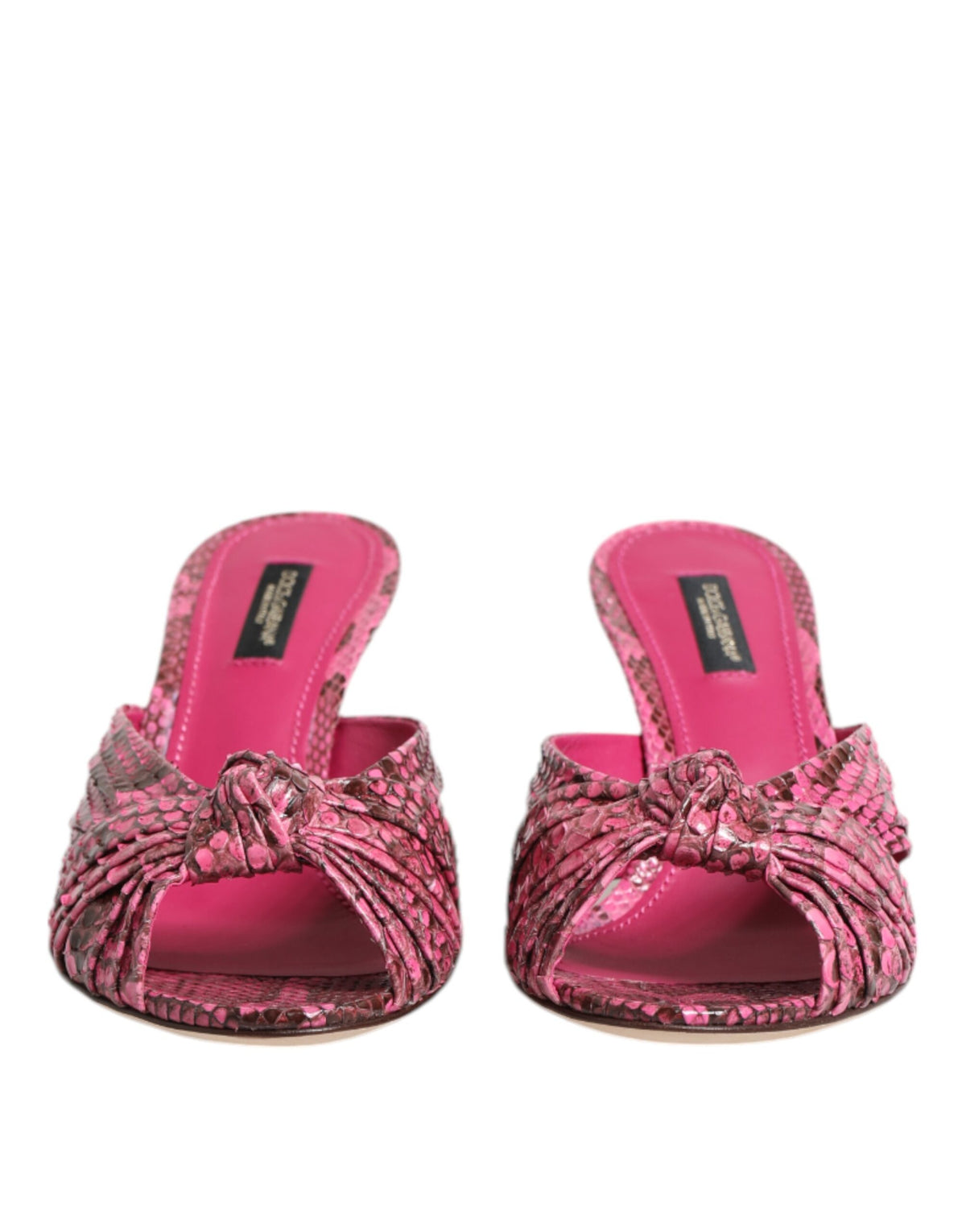 Dolce & Gabbana Pink Python Leather Heels Sandals