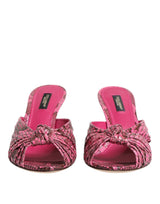 Dolce & Gabbana Pink Python Leather Heels Sandals