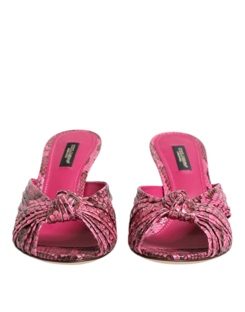 Dolce & Gabbana Pink Python Leather Heels Sandals