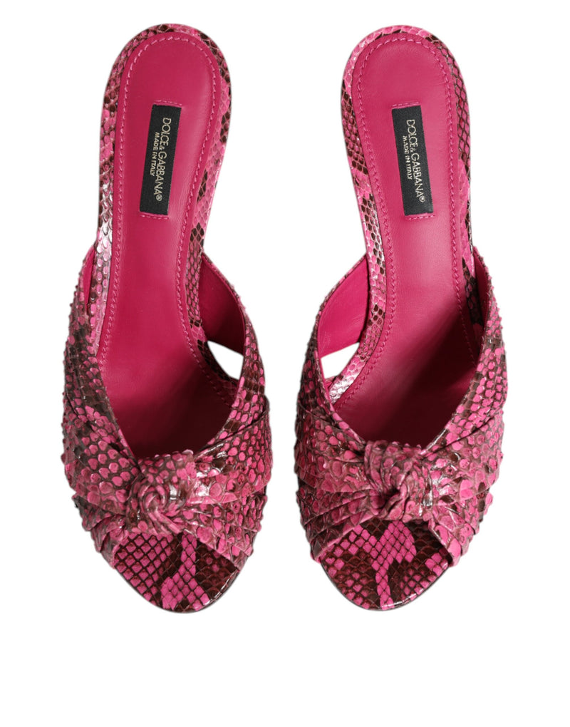 Dolce & Gabbana Pink Python Leather Heels Sandals