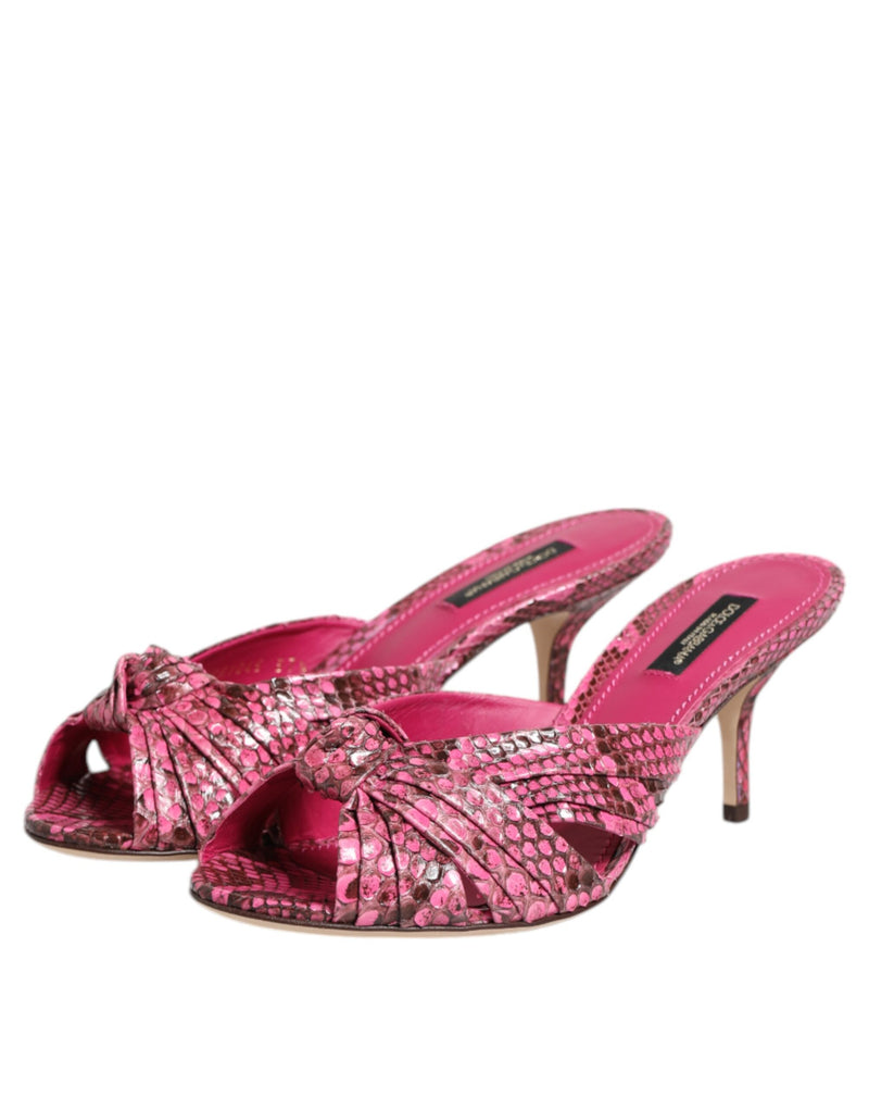 Dolce & Gabbana Pink Python Leather Heels Sandals