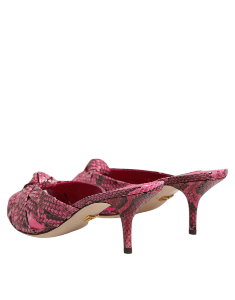 Dolce & Gabbana Pink Python Leather Heels Sandals