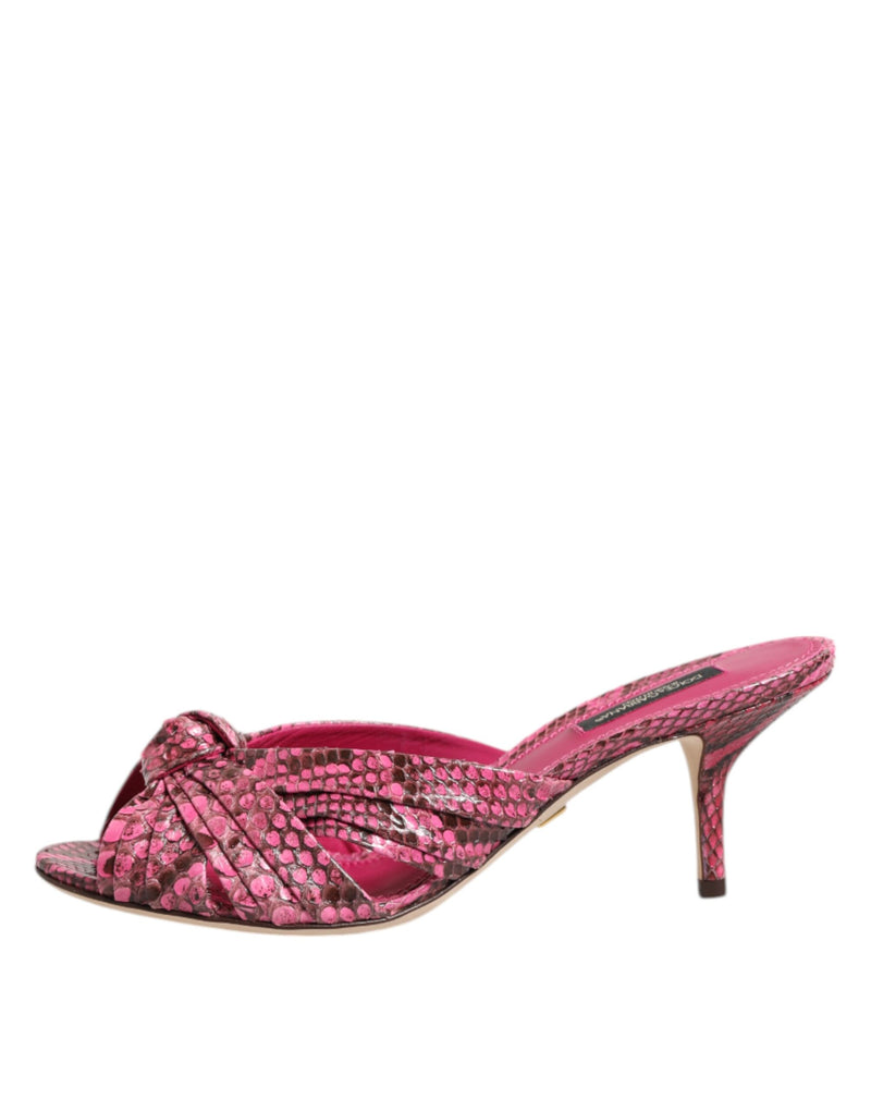 Dolce & Gabbana Pink Python Leather Heels Sandals