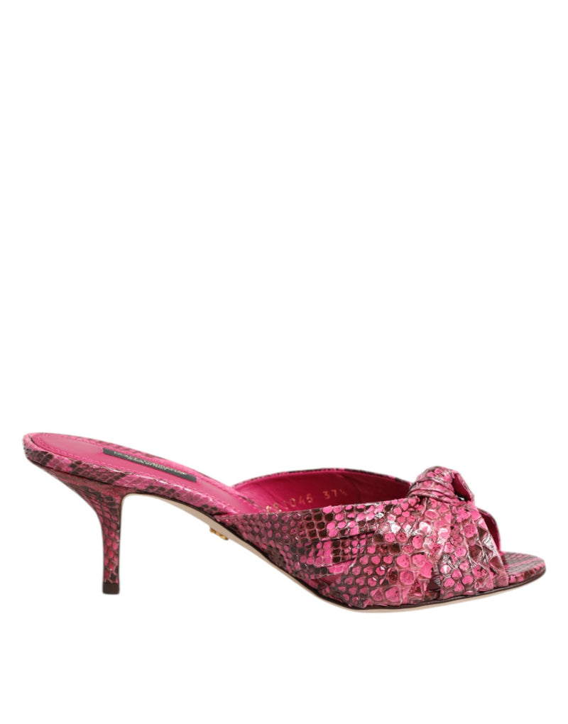 Dolce & Gabbana Pink Python Leather Heels Sandals