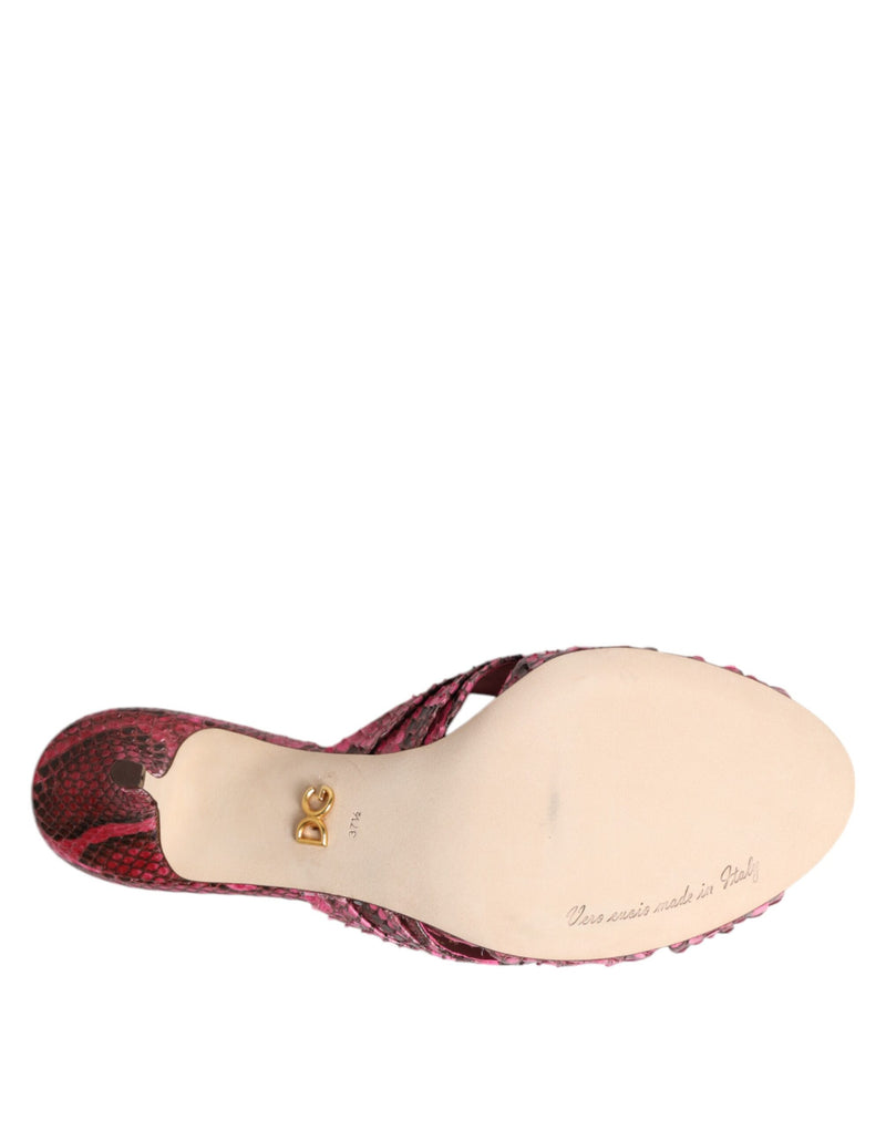Dolce & Gabbana Pink Python Leather Heels Sandals