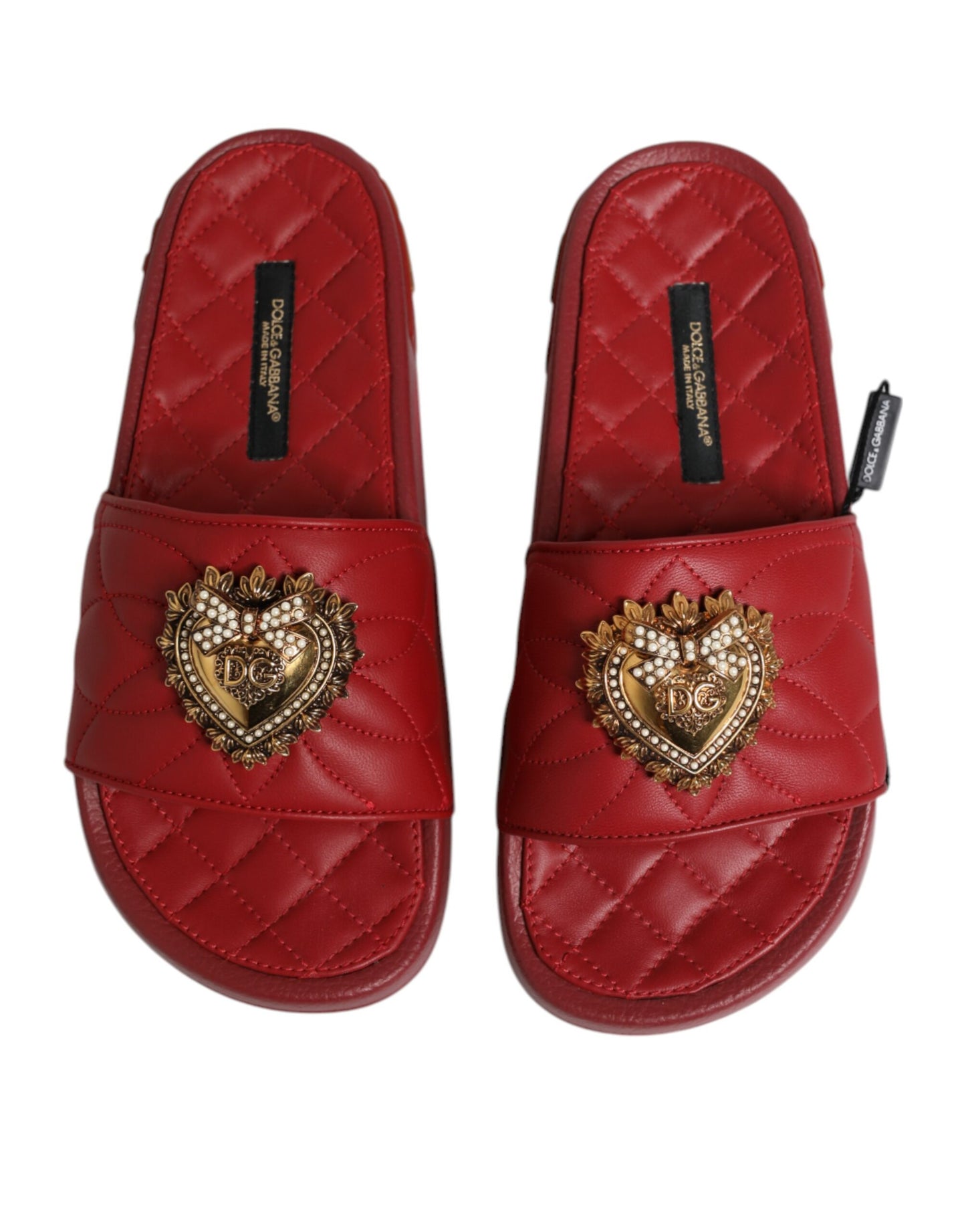 Sandales en cuir matelassé rouge Devotion de Dolce & Gabbana