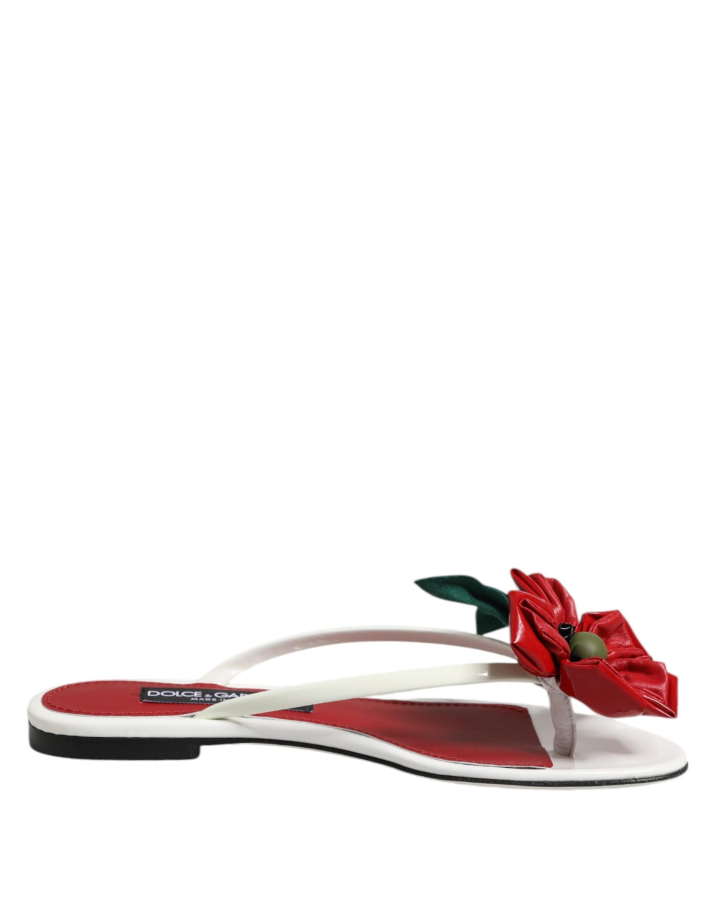 Dolce & Gabbana Rode Witte KEIRA Lederen Sandalen met Bloemenprint