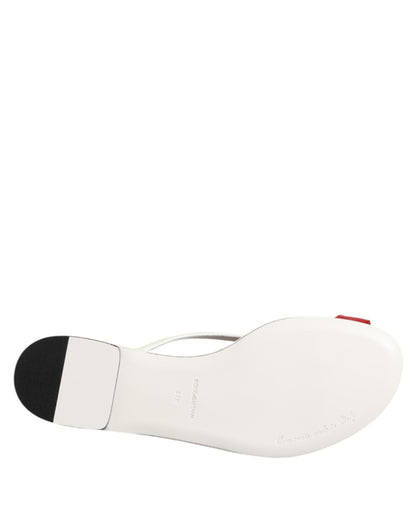 Dolce & Gabbana Rode Witte KEIRA Lederen Sandalen met Bloemenprint