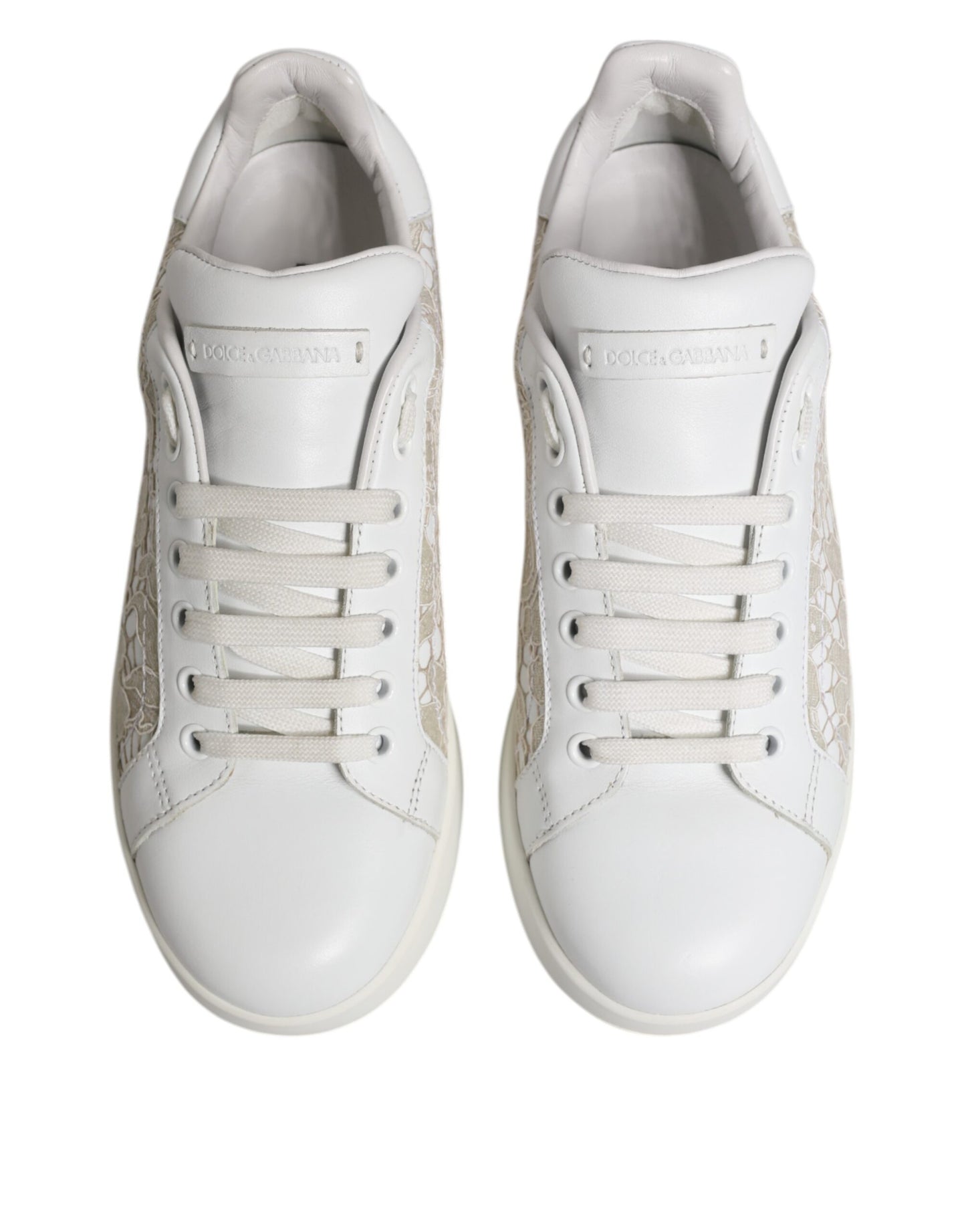 Sneakers basses en cuir blanc à lacets Dolce & Gabbana