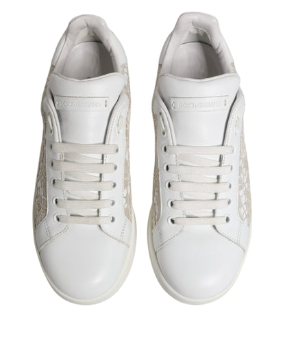 Sneakers basses en cuir blanc à lacets Dolce & Gabbana