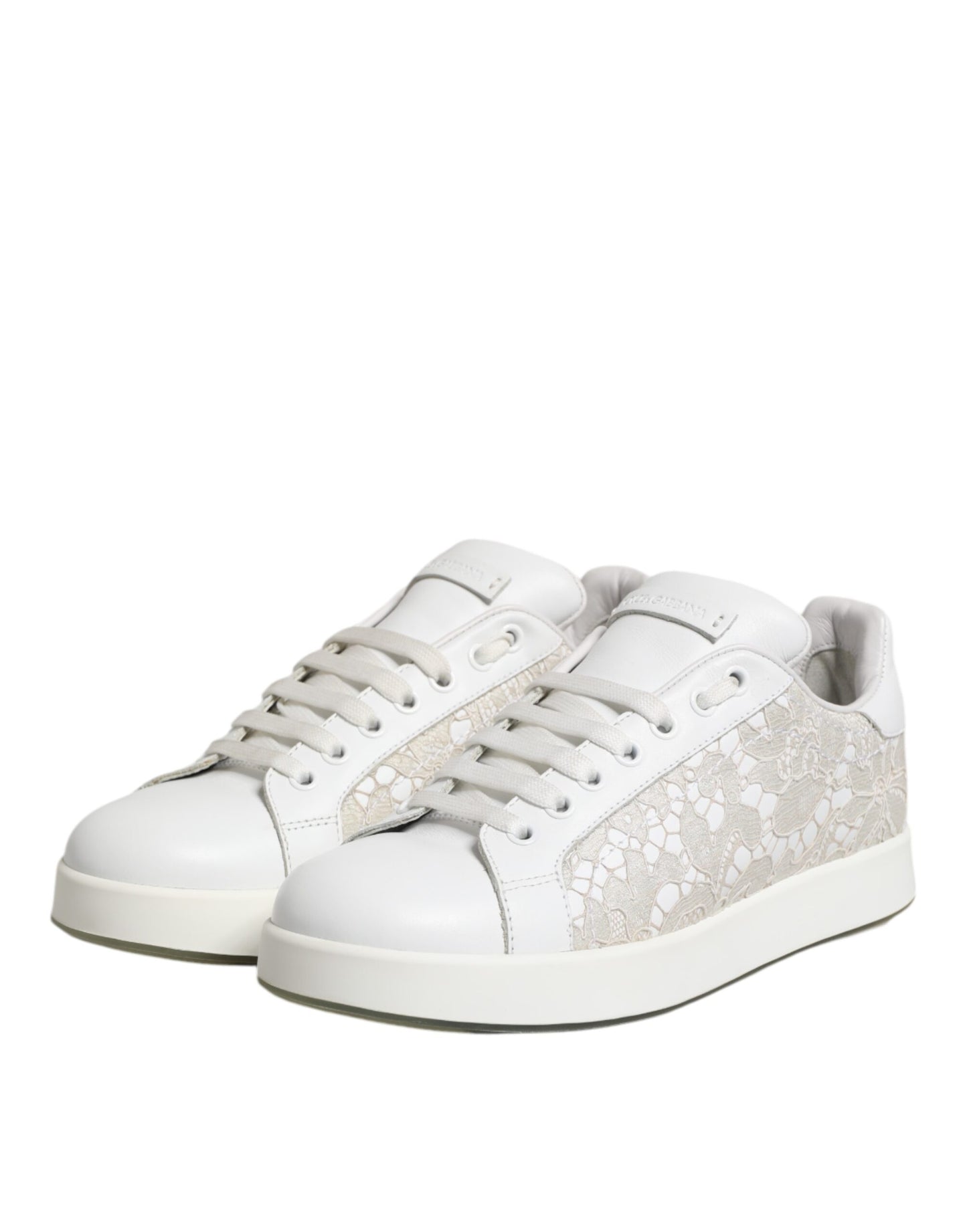 Sneakers basses en cuir blanc à lacets Dolce & Gabbana