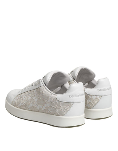 Sneakers basses en cuir blanc à lacets Dolce & Gabbana