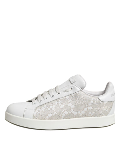 Sneakers basses en cuir blanc à lacets Dolce & Gabbana