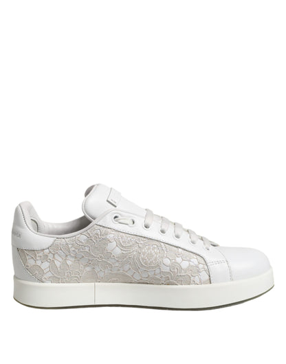 Sneakers basses en cuir blanc à lacets Dolce & Gabbana