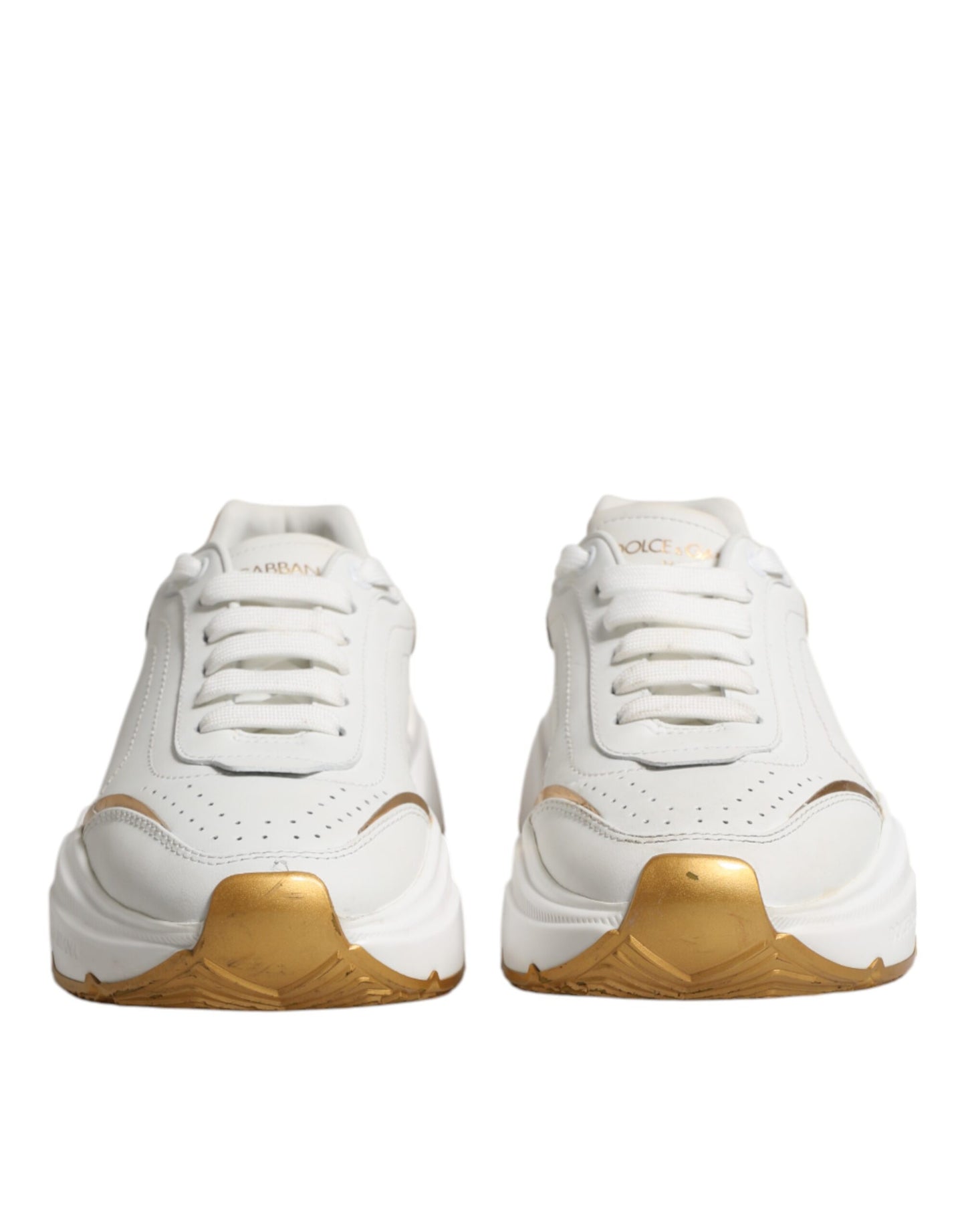 Sneakers basses Daymaster en cuir blanc et or de Dolce & Gabbana