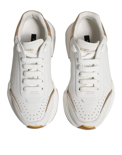 Sneakers basses Daymaster en cuir blanc et or de Dolce & Gabbana
