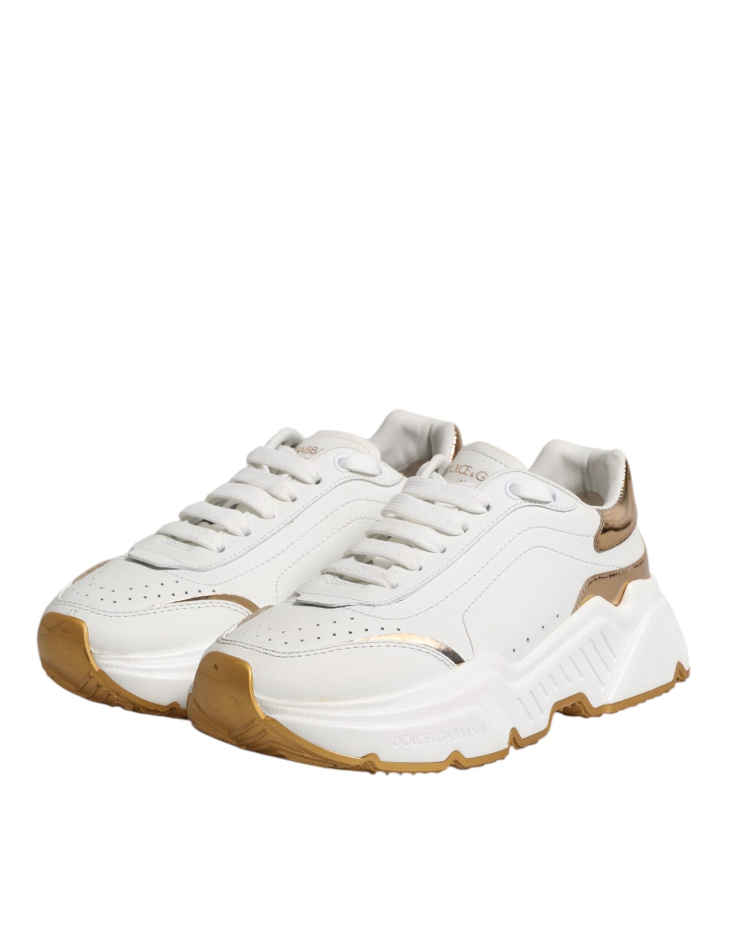 Sneakers basses Daymaster en cuir blanc et or de Dolce & Gabbana