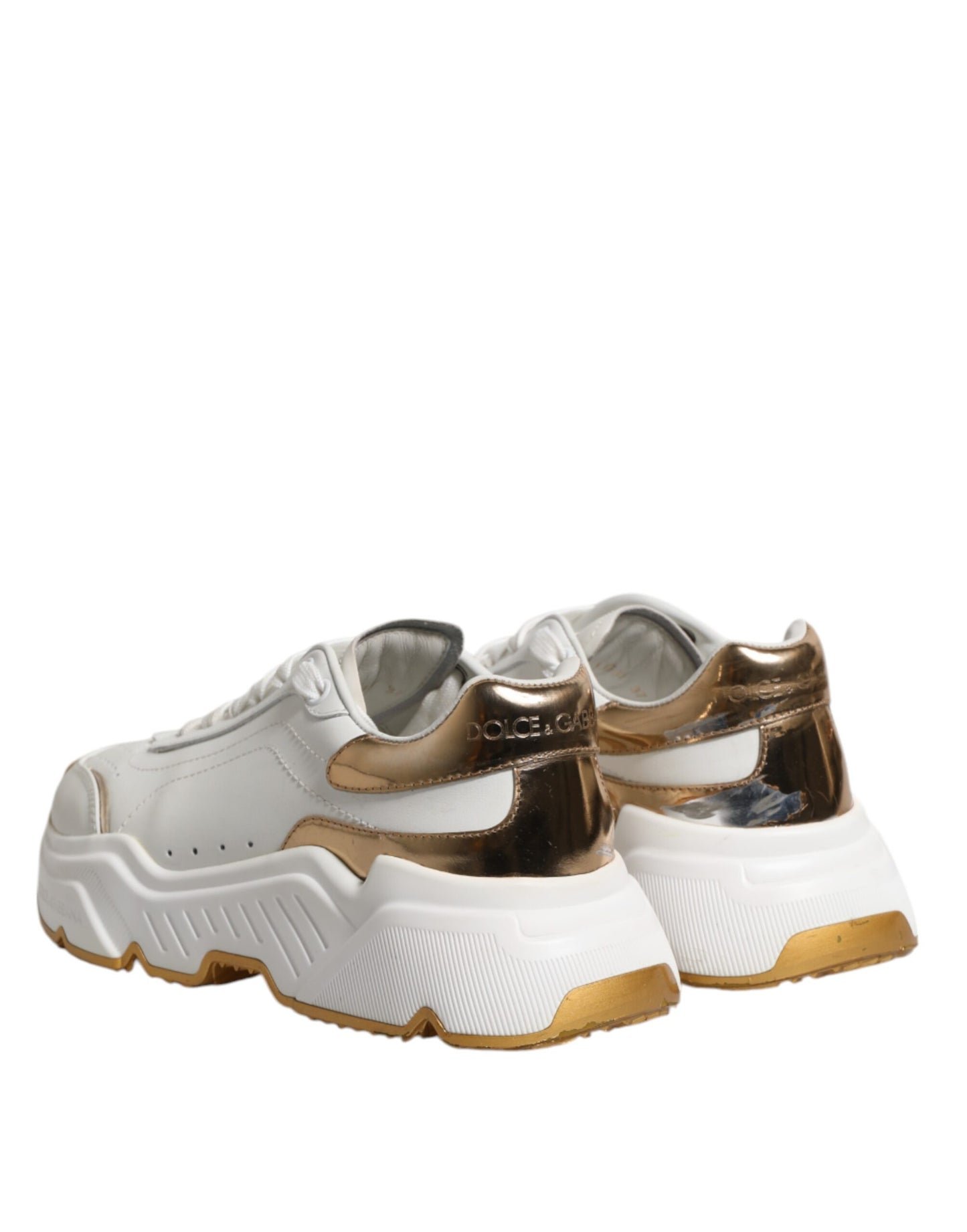Sneakers basses Daymaster en cuir blanc et or de Dolce & Gabbana