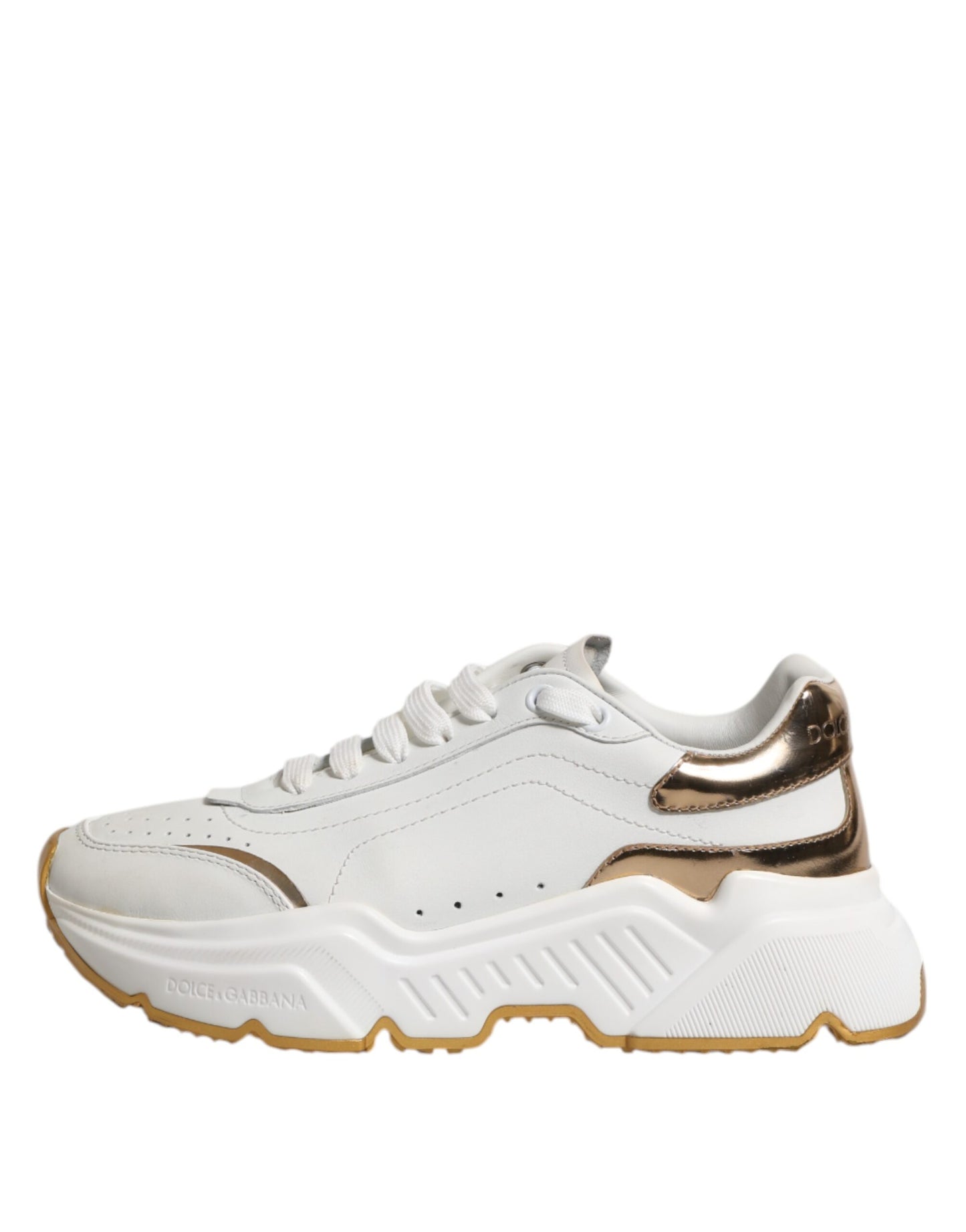 Sneakers basses Daymaster en cuir blanc et or de Dolce & Gabbana