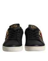 Dolce & Gabbana Black Leather Sacred Heart Sneakers
