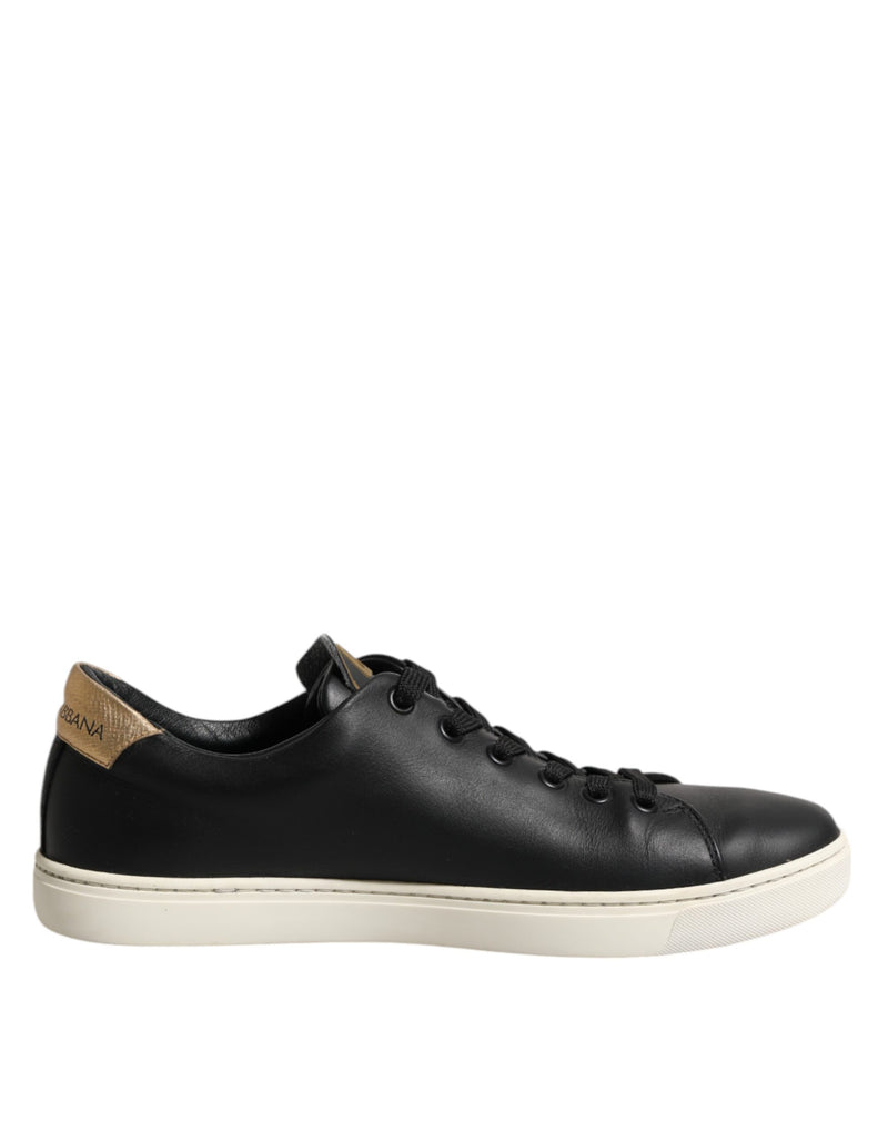 Dolce & Gabbana Black Leather Sacred Heart Sneakers