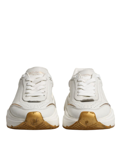 Sneakers basses Daymaster en cuir blanc et or de Dolce & Gabbana