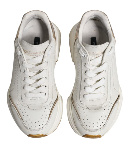 Sneakers basses Daymaster en cuir blanc et or de Dolce & Gabbana