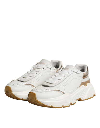 Sneakers basses Daymaster en cuir blanc et or de Dolce & Gabbana