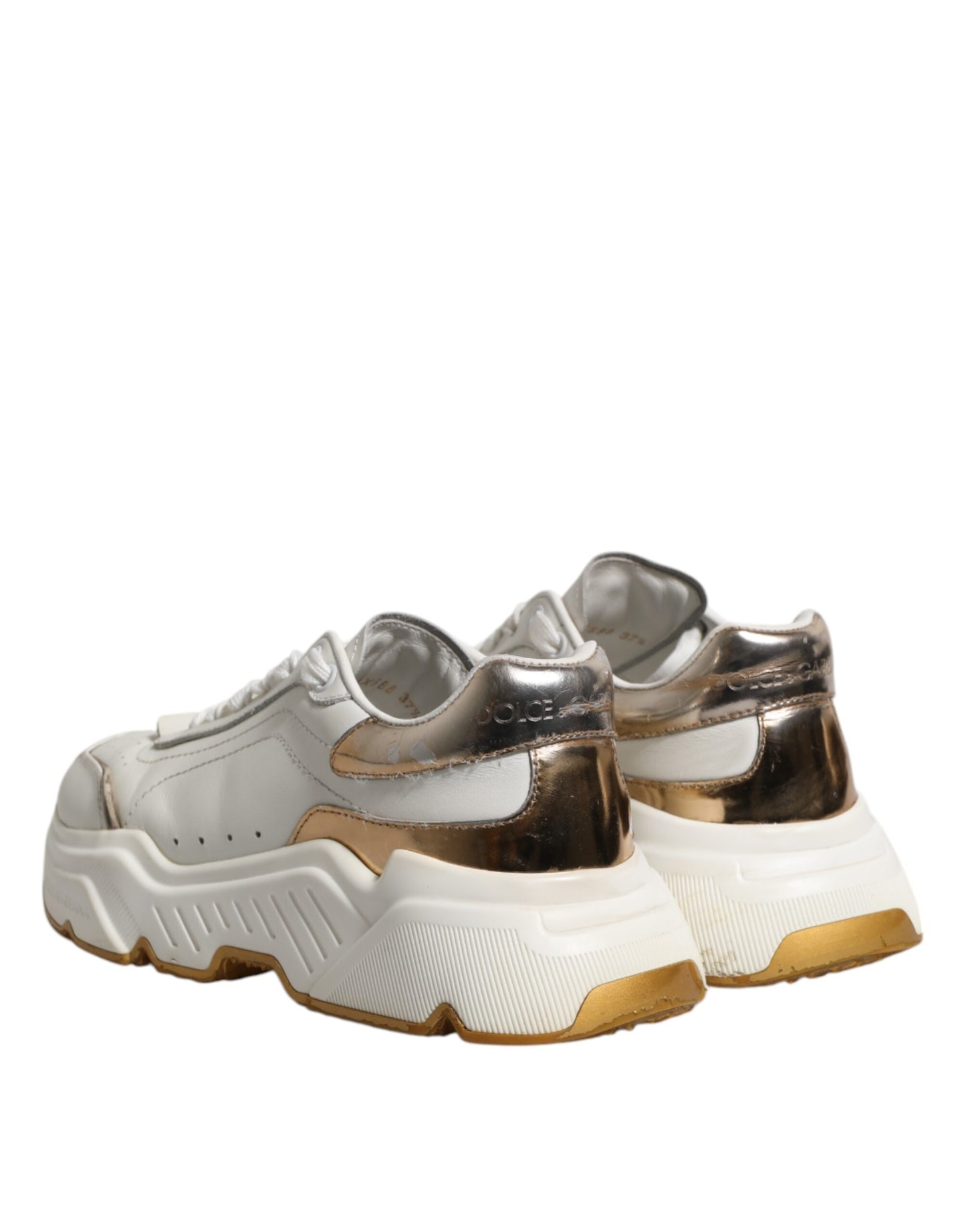 Sneakers basses Daymaster en cuir blanc et or de Dolce & Gabbana