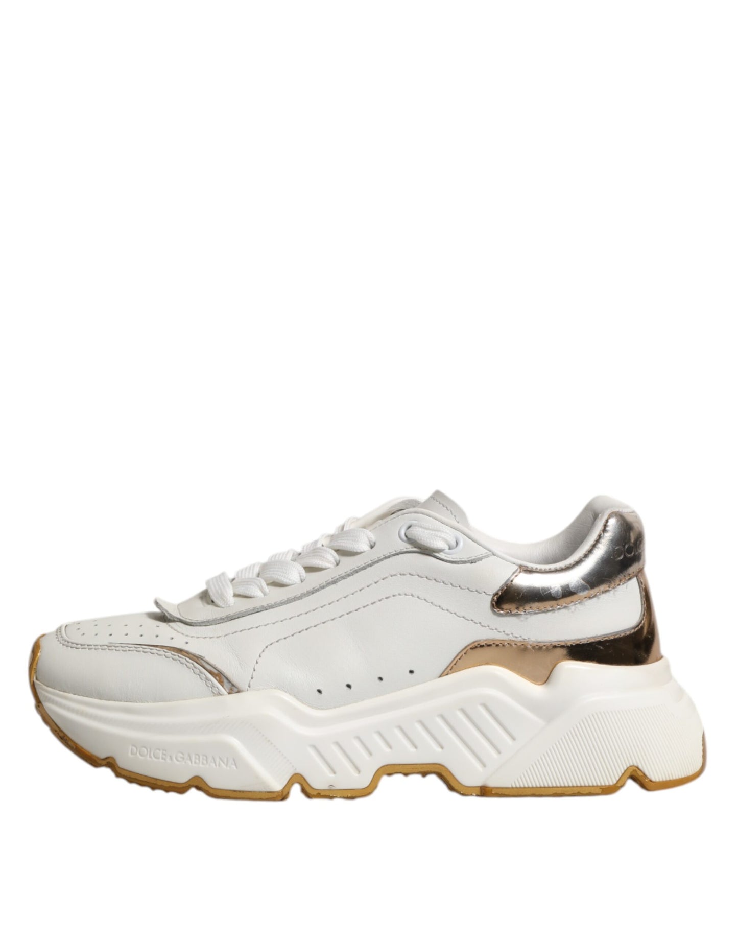 Sneakers basses Daymaster en cuir blanc et or de Dolce & Gabbana