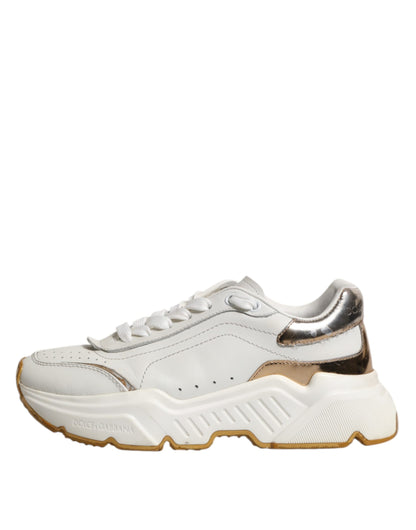Sneakers basses Daymaster en cuir blanc et or de Dolce & Gabbana