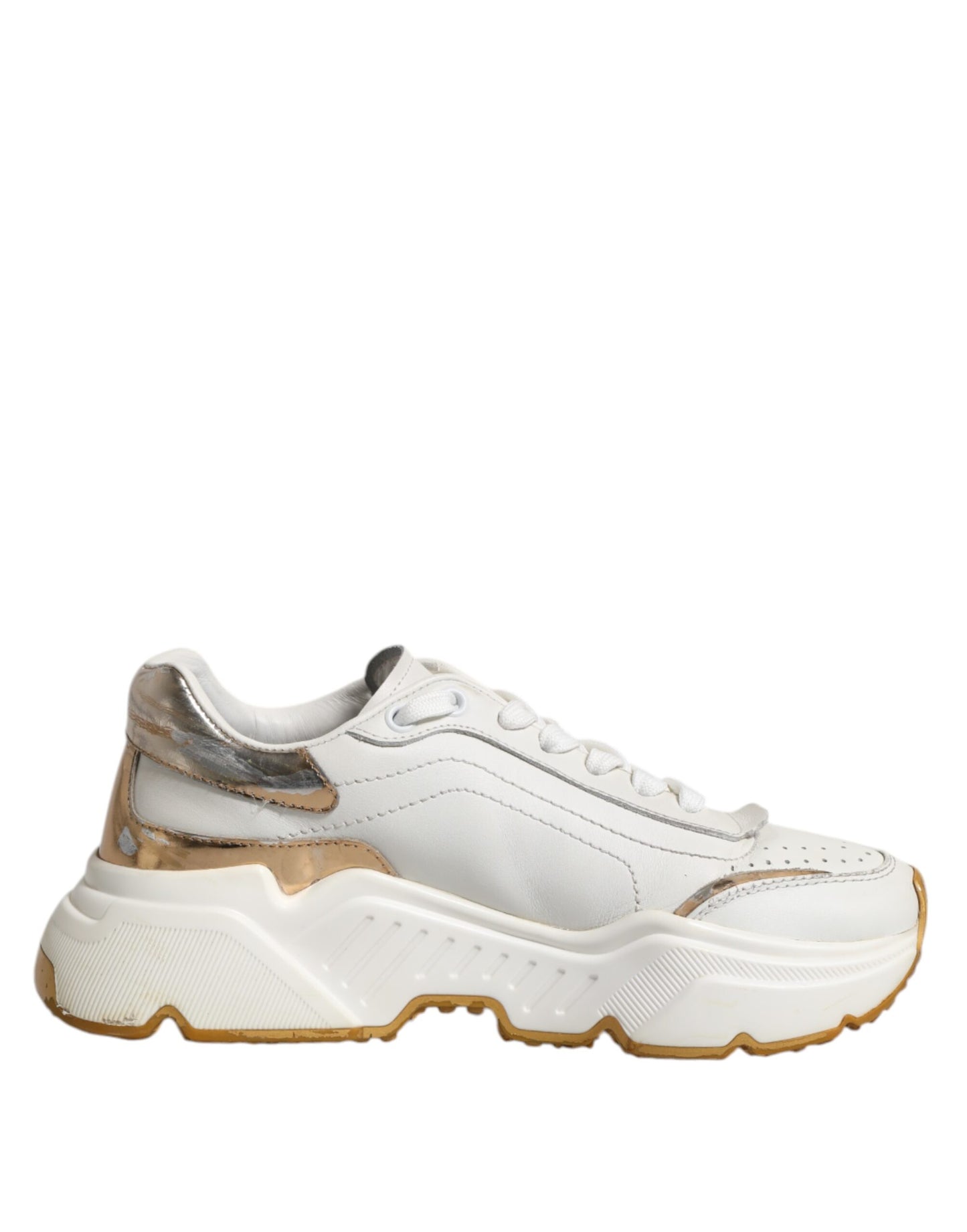 Sneakers basses Daymaster en cuir blanc et or de Dolce & Gabbana