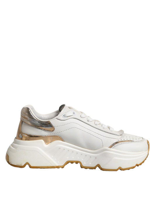 Dolce & Gabbana Witte Gouden Daymaster Lage Sneakers