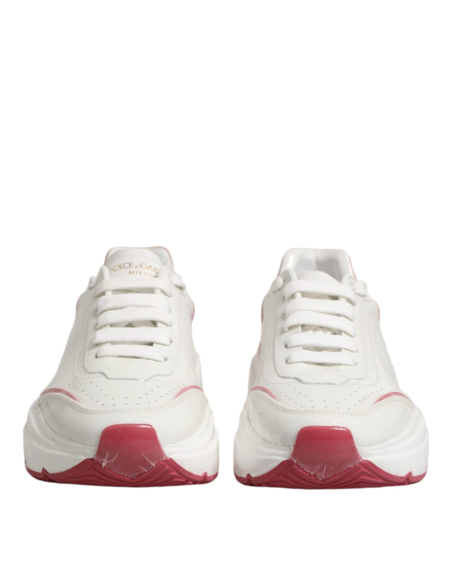 Sneakers basses blanches et roses Daymaster de Dolce & Gabbana
