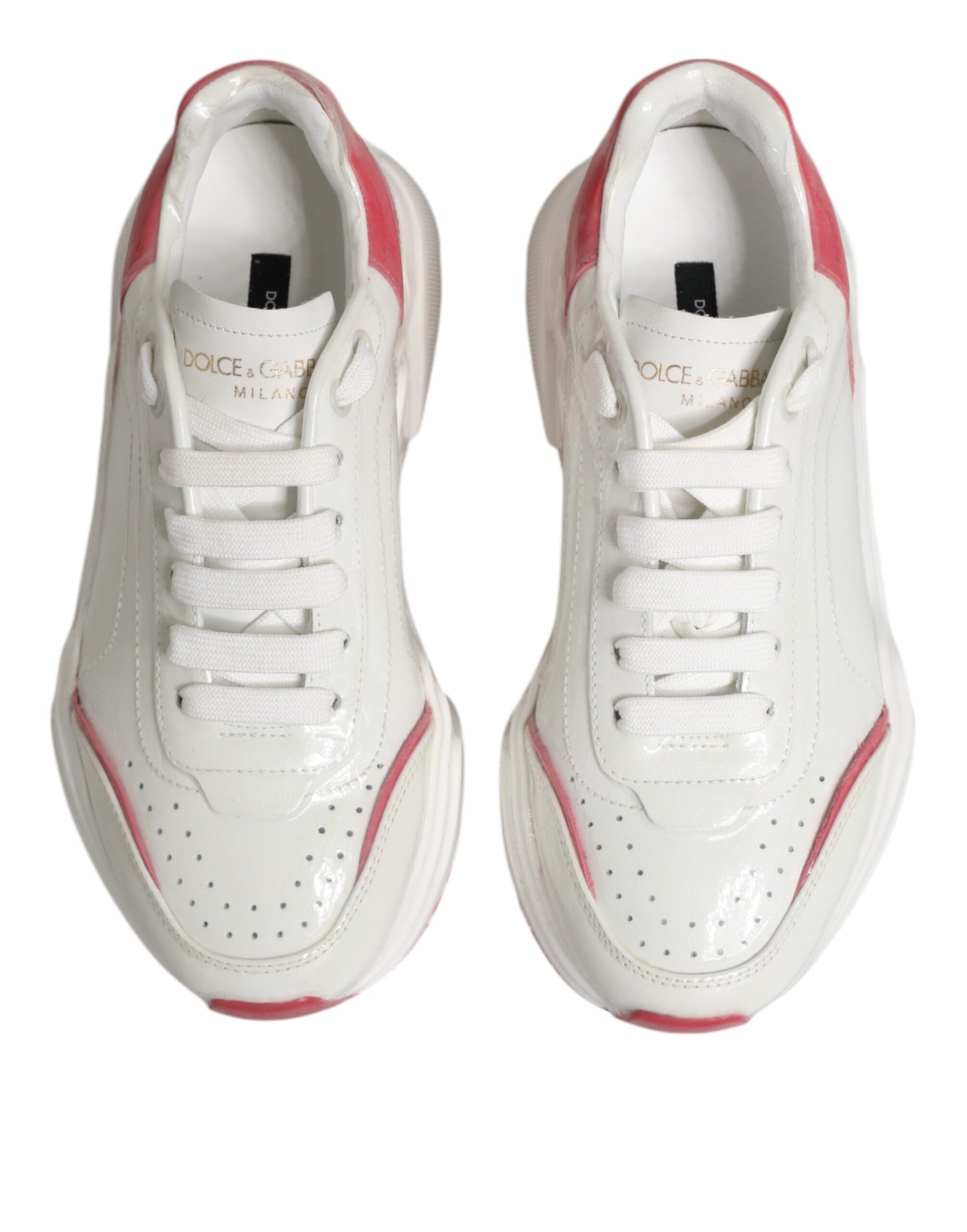 Sneakers basses blanches et roses Daymaster de Dolce & Gabbana
