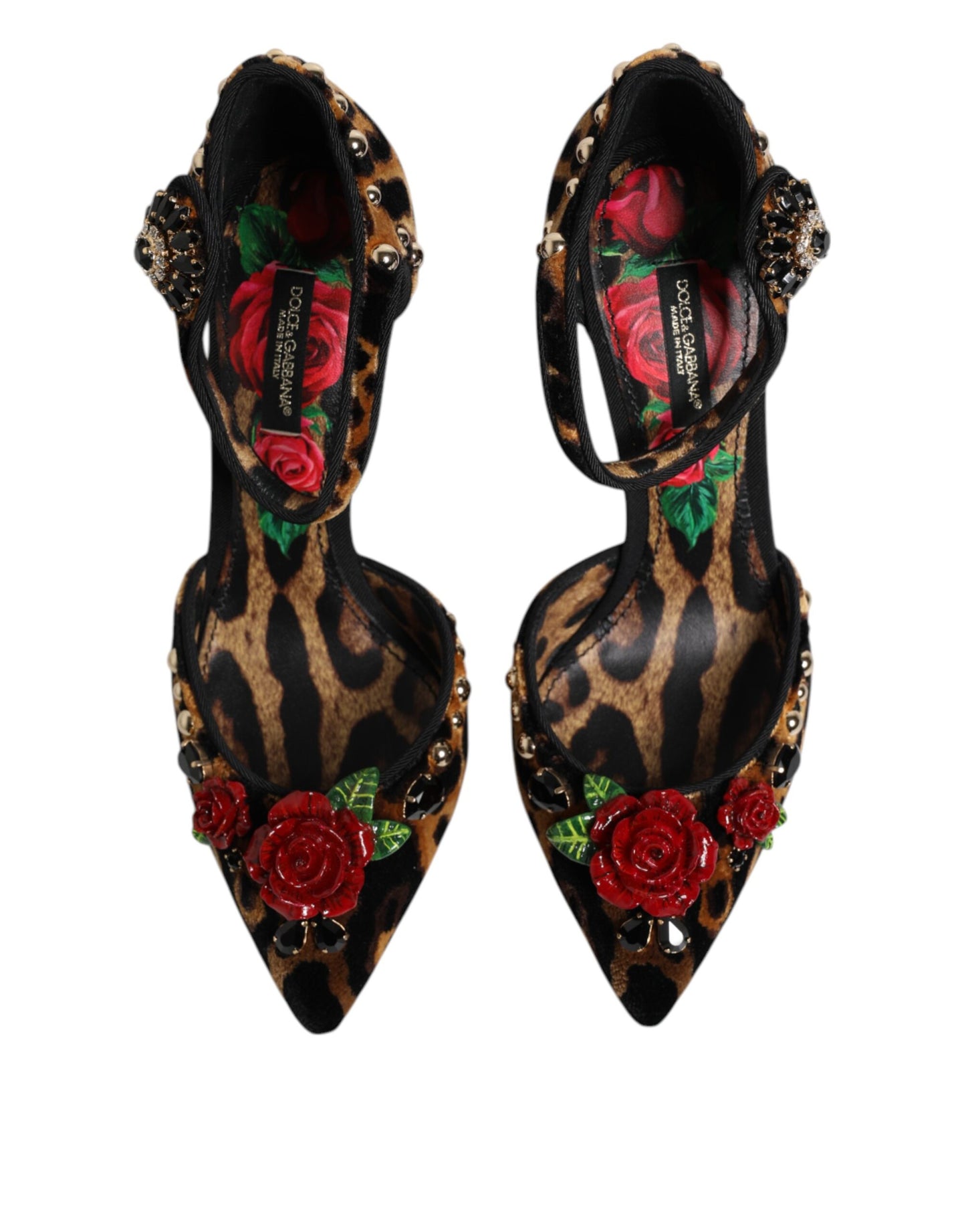 Dolce & Gabbana Bruine Pumps met Leeuwennoprint en Kristallen Rozen