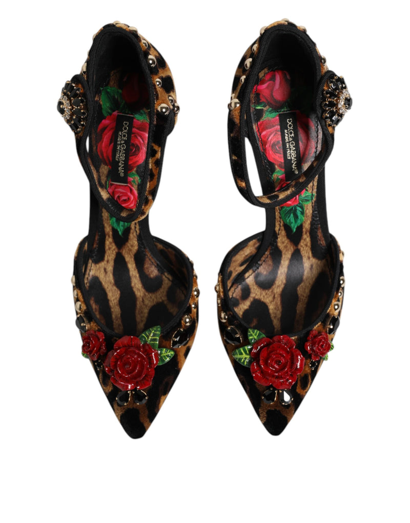 Dolce & Gabbana Leopard Crystal Roses Pumps - Élégance et Luxe
