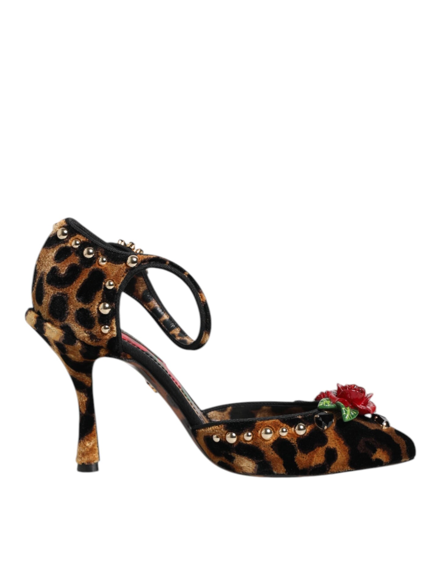 Dolce & Gabbana Bruine Pumps met Leeuwennoprint en Kristallen Rozen