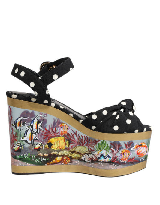 Dolce & Gabbana multicolor vissenprint puntige plateau sandalen