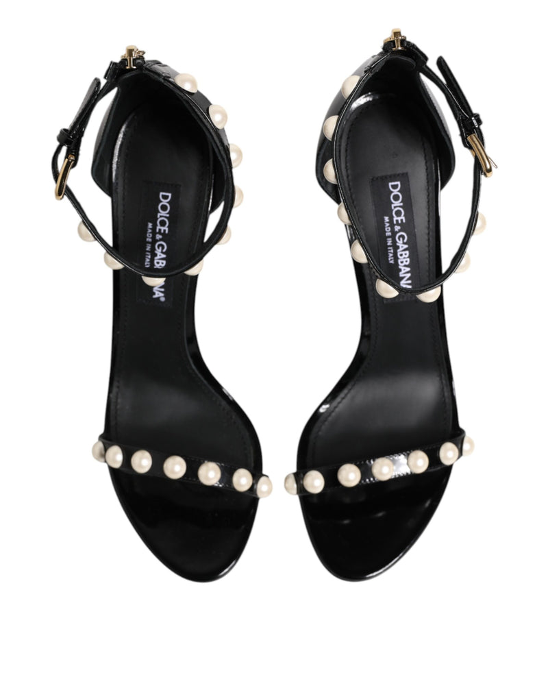 Dolce & Gabbana Black KEIRA Pearl Embellished Sandals