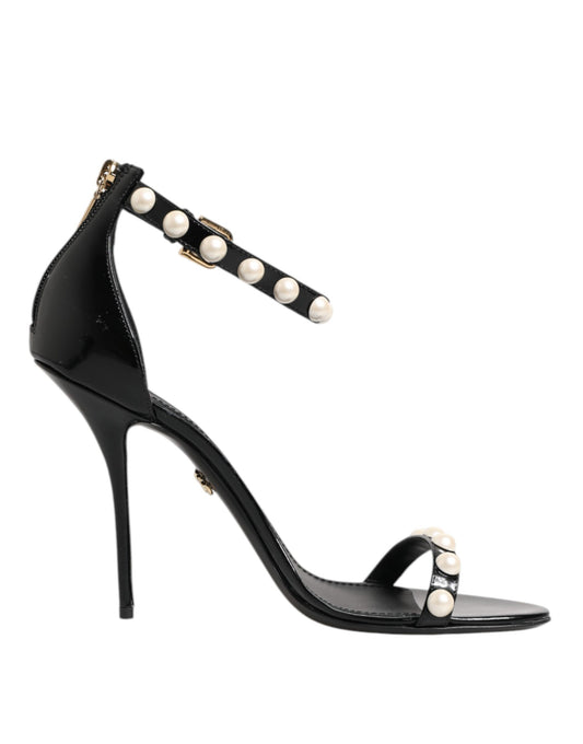 Dolce & Gabbana Zwarte KEIRA Sandalen met parelversiering