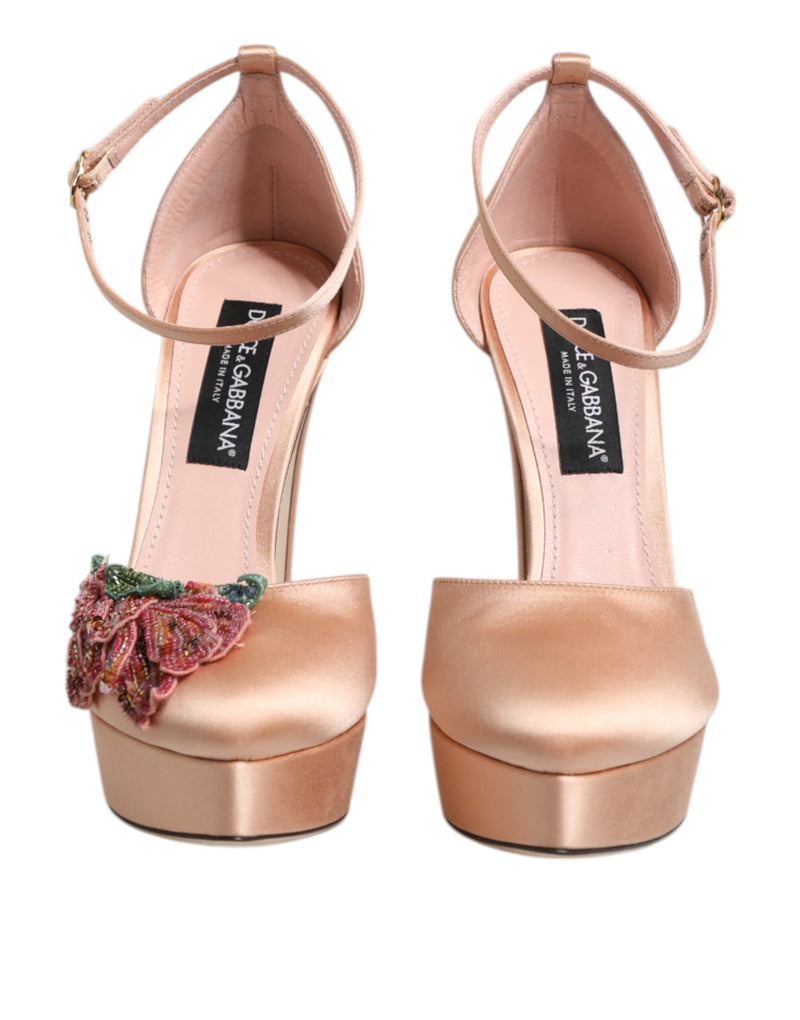 Dolce & Gabbana Pink Block Heels Ankle Strap Sandals