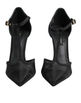 Dolce & Gabbana Black Mesh T-strap Stiletto High Heels