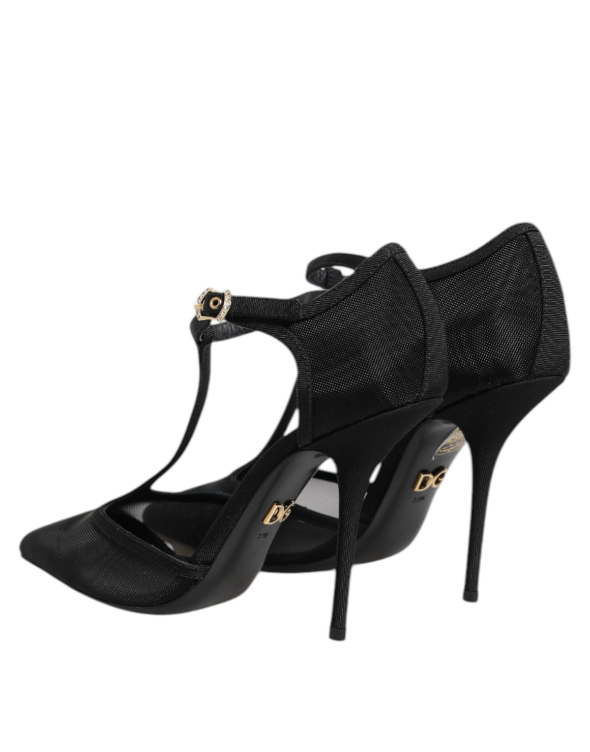 Dolce & Gabbana Black Mesh T-strap Stiletto High Heels