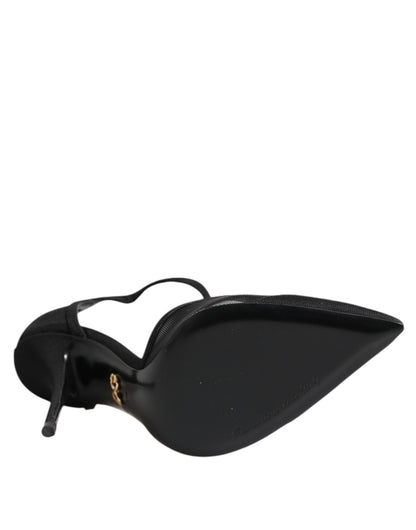 Escarpins à talons aiguilles en mesh noir avec bride en T de Dolce & Gabbana