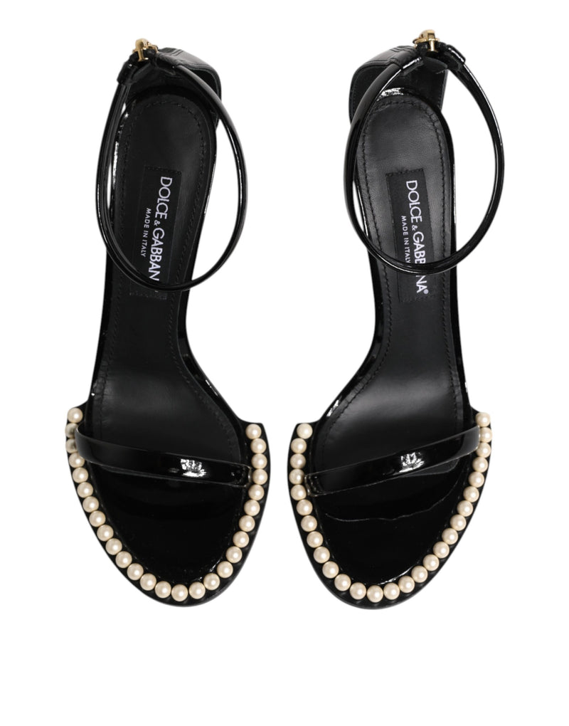 Dolce & Gabbana Black KEIRA Pearl Embellished Sandals