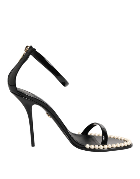 Dolce & Gabbana Zwarte KEIRA Sandalen met parelversiering
