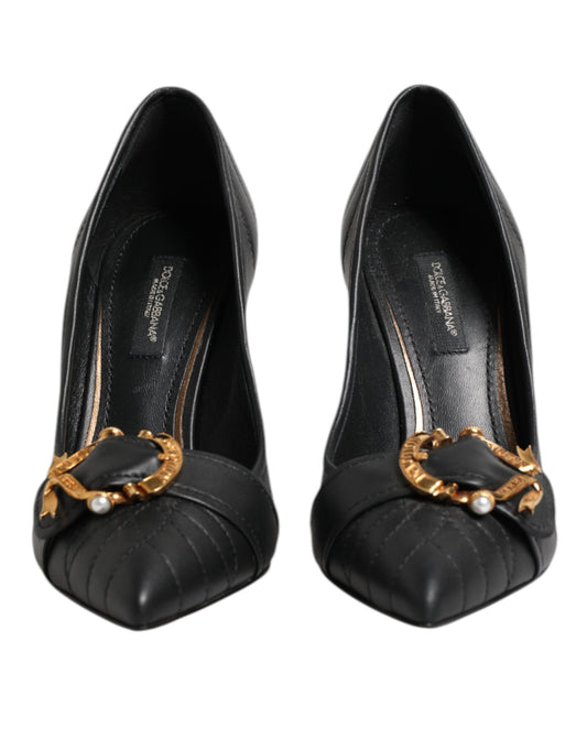 Dolce & Gabbana Black Devotion Leather Heels Pumps
