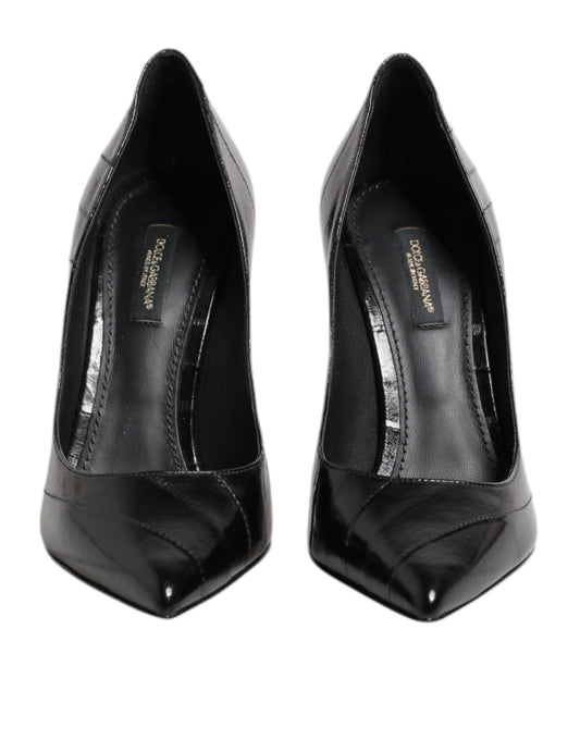 Dolce & Gabbana Black Leather Stiletto High Heels Pumps
