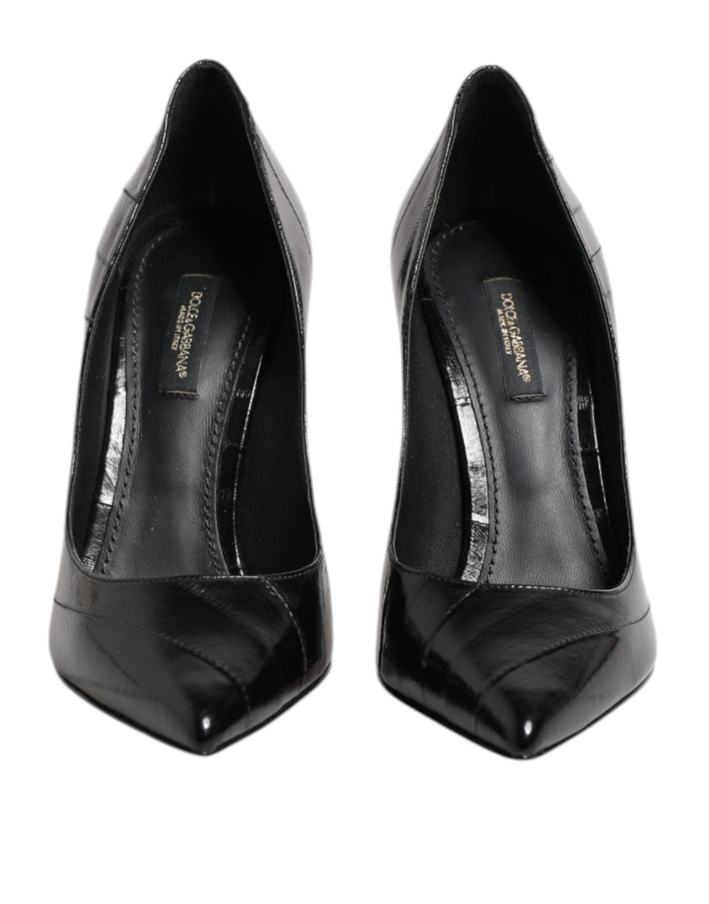 Dolce & Gabbana Black Leather Stiletto High Heels Pumps
